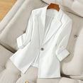 thumbnail image 2 of ZQUUVOU Women Business Blazers with Solid Color Long Sleeve Pocket Suit Jacket (White,M), 2 of 5