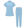 thumbnail image 6 of Purcolt Scrub Sets for Women Lightweight Stretchy Stand Neck Tops and Tapered Jogger Pants Comfort Medical Uniforms Sets for Nurse Esthetician Workwear, 6 of 7