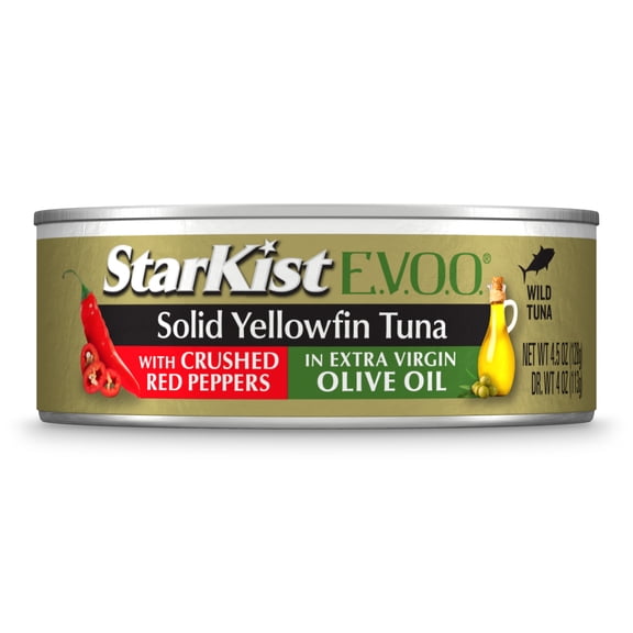 StarKist Selects Solid Yellowfin Tuna with Crushed Red Peppers in Extra Virgin Olive Oil, 25g Protein, 4.5 oz Can