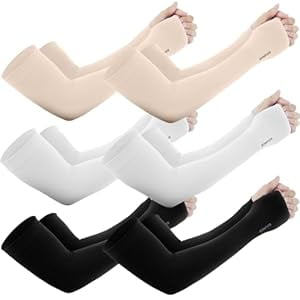 GOUNOD 6 Pairs Long Arm Sleeve with Thumb Hole, UV Sleeves for Women Men, Fishing Running Basketball Cooling Sleeves