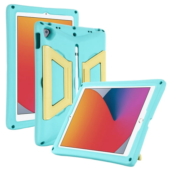 Allytech iPad 10.2 Case 2021, iPad 10.2 Case 9th 8th 7th Gen, Silicone EVA Rubber Silicone Kids Friendly Shockproof Kickstand Drop Protection Case Cover for Apple iPad 10.2-inch, Mint