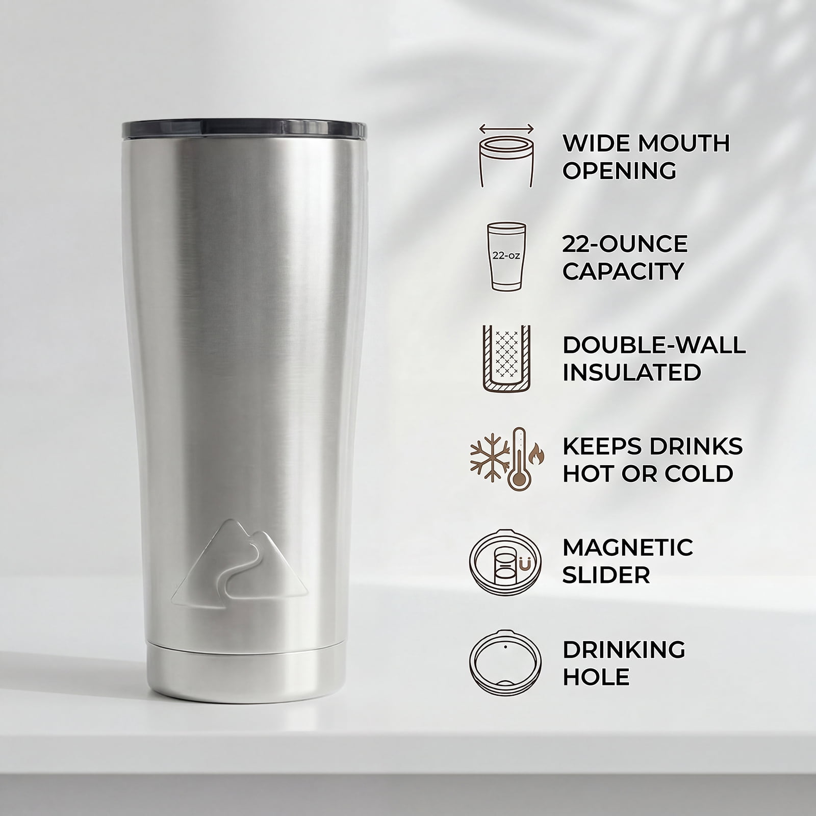 (3 pack) Ozark Trail 22 oz Stainless Steel Insulated Tumbler, Silver