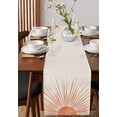 thumbnail image 2 of Abstract Art Burlap Cotton Table Runner 13x70 Inches Long, Orange Lines Simple Retro Middle Century Farmhouse Table Runners, Outdoor Dining Tablecloths Decor for Baby Shower/Party/Wedding, 2 of 6