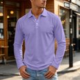 thumbnail image 2 of Fabrcox Men Long Sleeve Polo Shirts Regular Fit Collared Golf Shirt Men Button Down Casual Outdoor Sports Business Men's Work Shirts Purple XL, 2 of 7