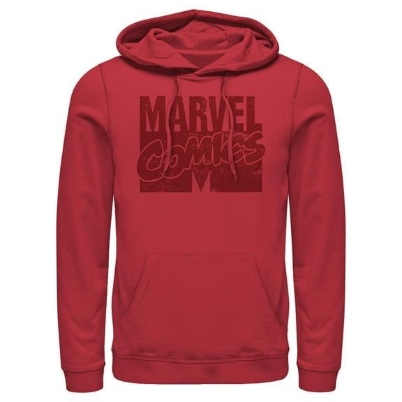 Men's Marvel Distressed Red Comics Logo Pull Over Hoodie