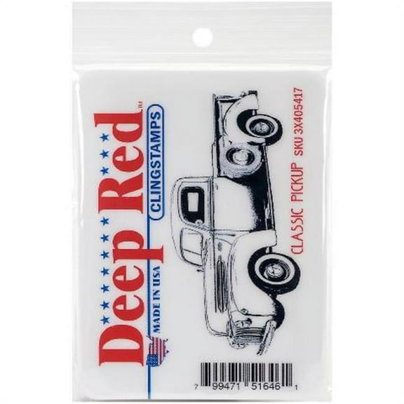 Deep Red Cling Stamp 3"X1.25"-Classic Pickup Truck