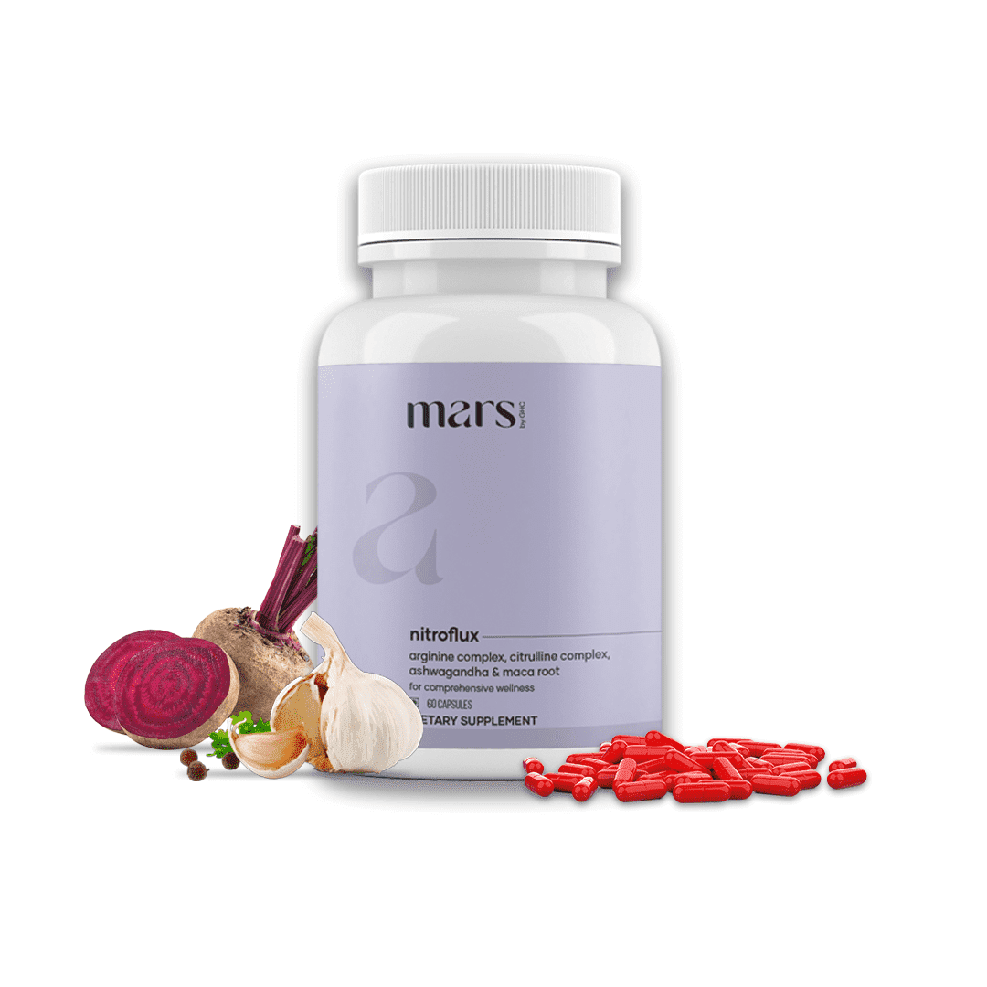 Mars by ghc Nitroflux Capsules, Nitric Oxide Booster with Ashwagandha and Maca Root, Ashwagandha Capsules for Energy, Circulation & Stamina Support (60 Capsules)