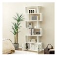 thumbnail image 6 of -Shaped Bookshelf with Cabinet, 6-Tier Freestanding Bookcase, White Engineered Wood, 27.5"x9"x72", Living Room, Bedroom, Home Office Storage, Anti-Toppling Device, 6 of 9