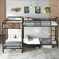thumbnail image 4 of Mirightone L-Shaped Quad Bunk Bed for 4, Metal Bunk Bed Convertible to 3 Twin Beds Industrial Style, Space-Saving & Anti-Slip Ladders (Black), 4 of 12