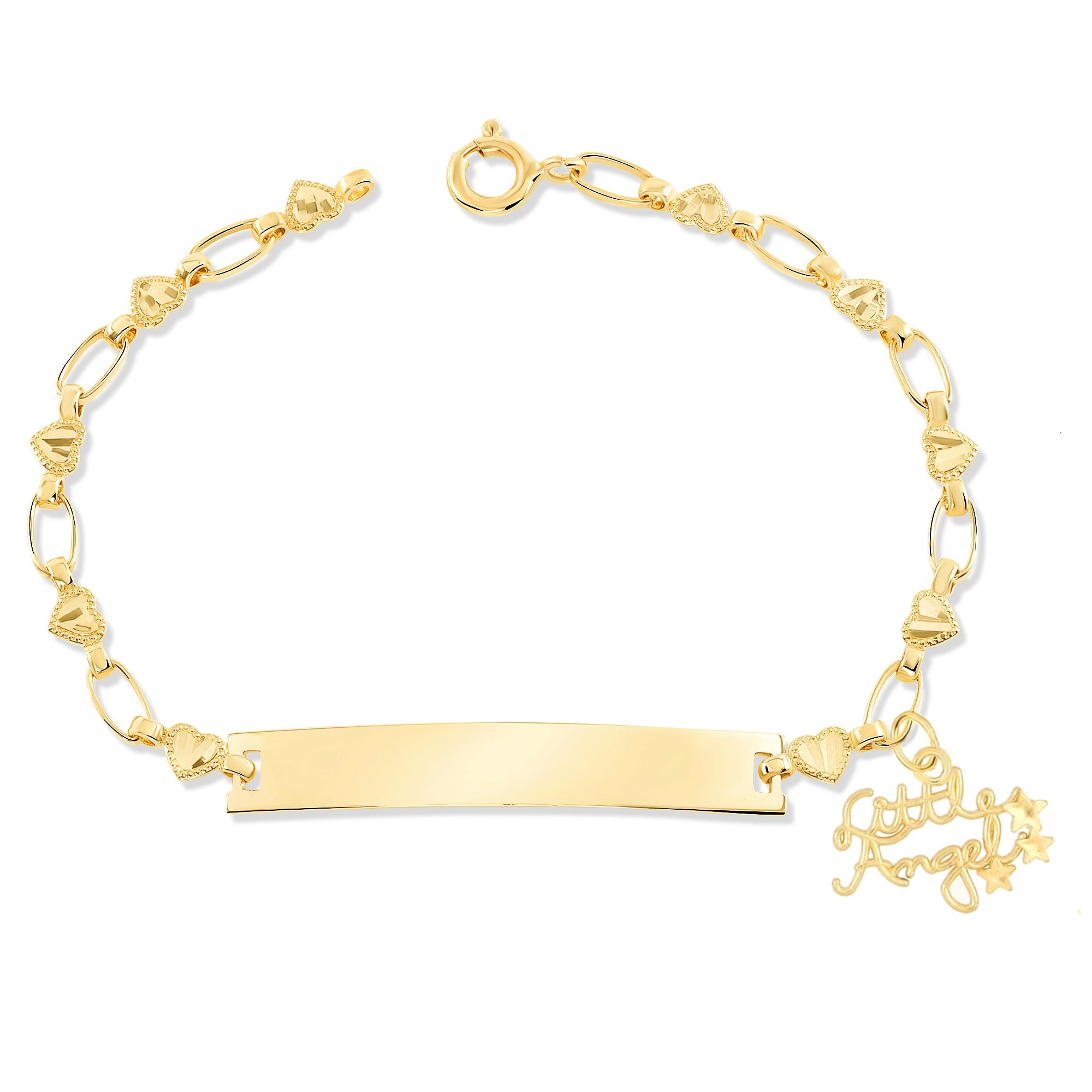 14K White Gold Baby Heart link Bracelet 5.5" 