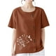 thumbnail image 3 of Vestidos Casuales Para Mujer, Blusas De Mujer De Moda Blusa informal de lino con cuello redondo, manga corta y botones para mujer, 3 of 5