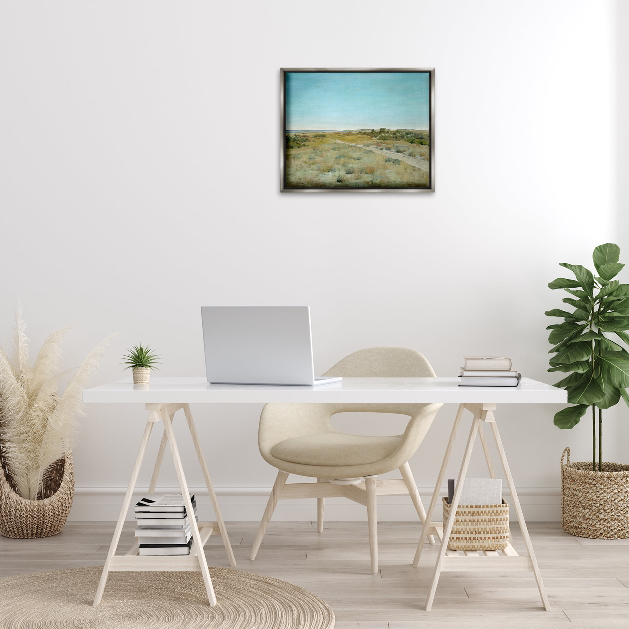 Stupell Industries Classic First Touch of Autumn Landscape & Nature Painting Gray Floater Framed Canvas Art Print Wall Art, 21 x 17