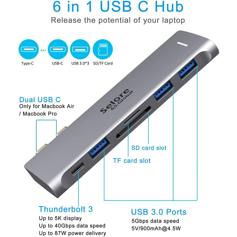 Adaptador USB C Hub para MacBook Pro 13,15,16