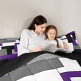 thumbnail image 5 of Manfei Black White Gray Purple Bedding Comforter Set, Geometric Checkered Twin Comforter Sets, Abstract Aesthetic Bedding Set, Breathable Room Decor, Reversible 2-Piece, 5 of 8