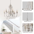 thumbnail image 6 of Parrot Uncle 30" Rustic Chandelier Light Fixture Hanging Ceiling Lights for Dining Room, Antique White, 6 of 12