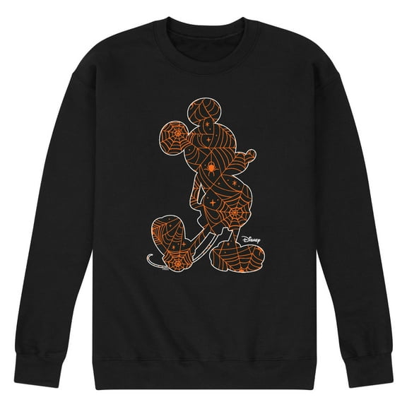 Disney - Mickey Silhouette Orange Spider Web - Men's Crew Fleece Sweatshirt