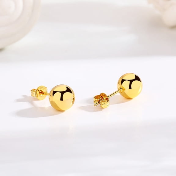14K Gold Plated Ball Studs Earrings