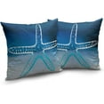 thumbnail image 2 of Blue and White Linen Pillow Covers 16x16 Set of 2 Coastal Beach Style Throw Pillow Covers Big Starfish Square Cushion Covers for Outdoor Living Room Home Decor, 2 of 6