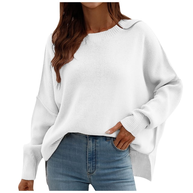Suéteres para mujer Suéteres de otoño Cuello redondo Abrigo de moda Top Cuello redondo Suelto Manga larga Abrigo dividido Odeerbi ODB-5