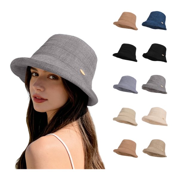 Gpoecd Sun Hat for Women Breathable Summer Sun for Wide Brim Fisherman Cap Lightweight UPF Sun Outdoor Casual Beach Hats for Women Grey_001,One Size