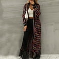 thumbnail image 4 of Womens Boho Open Front Long Cardigans Sweater Aztec Tribal Stripe Fringe Cardigan Kimono Duster Outwear, 4 of 5