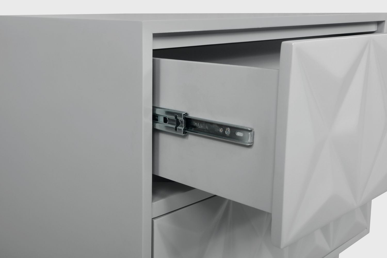 Geometric Five Drawer Chest, Grey