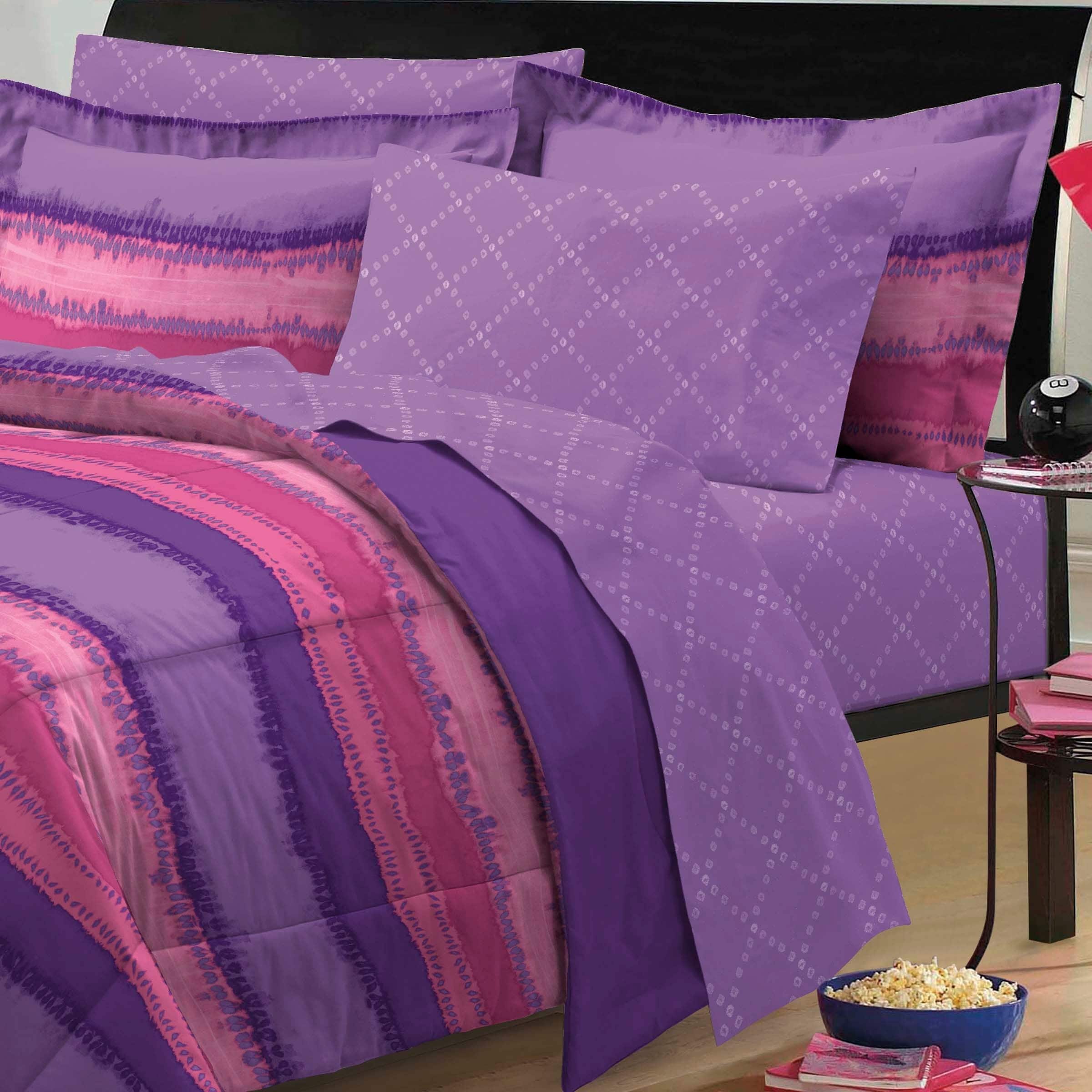 My Room Tie Dye Twin 5 Piece Bed in a Bag Bedding Set, Polyester, Plum - image 3 of 3