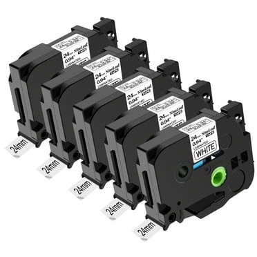 NineLeaf 5 Pack Compatible for Brother P-touch TZe-251 TZe251 TZ-251 TZ251 24mm 1 Inch White Laminated Label Tape 0.94" x 26.2 ft
