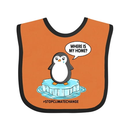 

Inktastic Stop Climate Change Where is My Home with Baby Penguin Gift Baby Boy or Baby Girl Bib