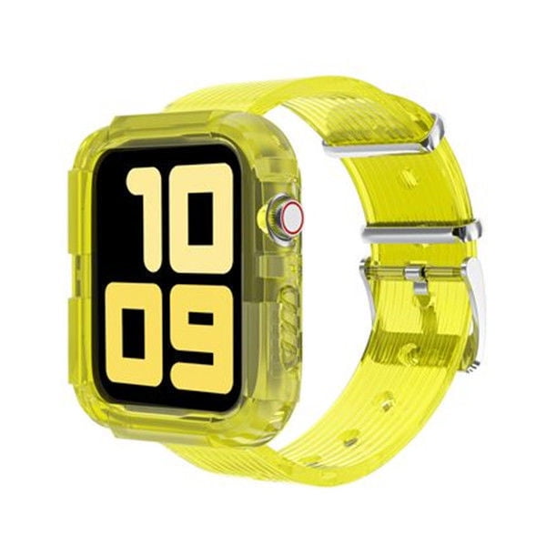 Compatible with Apple Watch iWatch Band 40mm / 42mm, Drop-Proof Shockproof Rugged Adjustable Sport Protective Protector Case(Transparent Yellow,38/40mm)