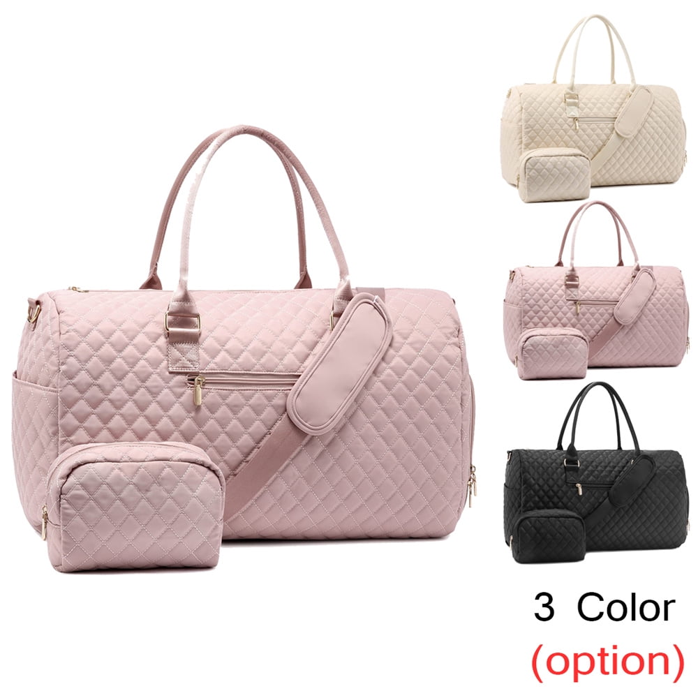 Weekender Bag with Shoe Compartment Women Travel Duffle Bag with Toiletry Bag Large Carry on Overnight Bag Pink Walmart