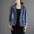 thumbnail image 3 of Women Denim Jacket JAutumn Denim Suit Jacket Women Loose Jackets Casual Cowboy Coat Ladiesacket Blazer Jeans, 3 of 5