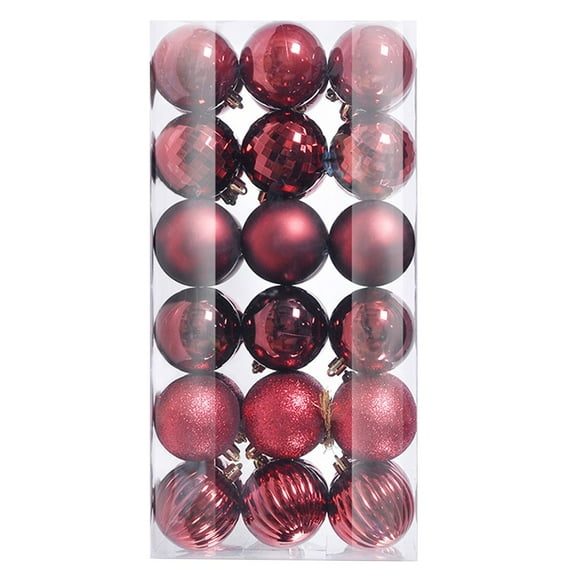 Czzoypi 36Pcs Wine Christmas Tree Balls Ornaments, Christmas Tree Ornaments for Xmas Tree Balls Christmas Tree Decorations 30mm/1.18" Christmas Ball for Holiday Wedding Party Decorations Shatterproof