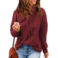 thumbnail image 4 of High Neck , Drawstring Pure Color Comfortable Casual Long Sleeve  Elegant  For Vacation For Female For Office Red M, 4 of 7