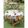 thumbnail image 3 of Outdoor Tablecloth with Umbrella Hole and Zipper, Orange Pumpkins Fall Round Table Cloth 54 Inch Waterproof Tablecloth, Thanksgiving Autumn Maple Leaf Sunflower Picnic Table Cover for Patio Camping, 3 of 7