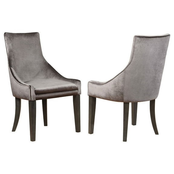 Wingback Accent Chairs Set of 2 - Grey Upholstered Comfort Chairs - Living Room Bedroom Office Decor