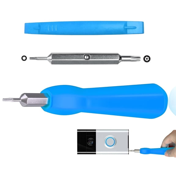 Video Screwdriver Bit Set for Battery and Wifi Access - Fits All Video Doorbell Models (Blue)