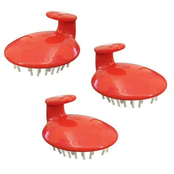 G.B.S Shampoo Brush, Soft Silicone Bristles - Red, Pack Of 3