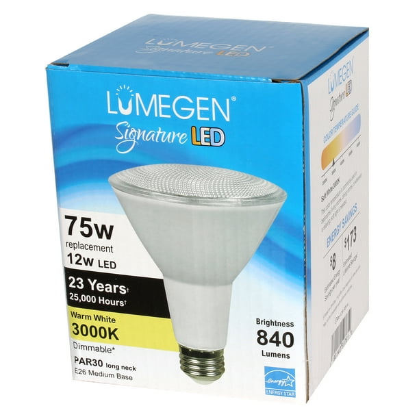 4Pack, LED PAR30 Long Neck 12 Watt 75W Equiv. Dimmable 840