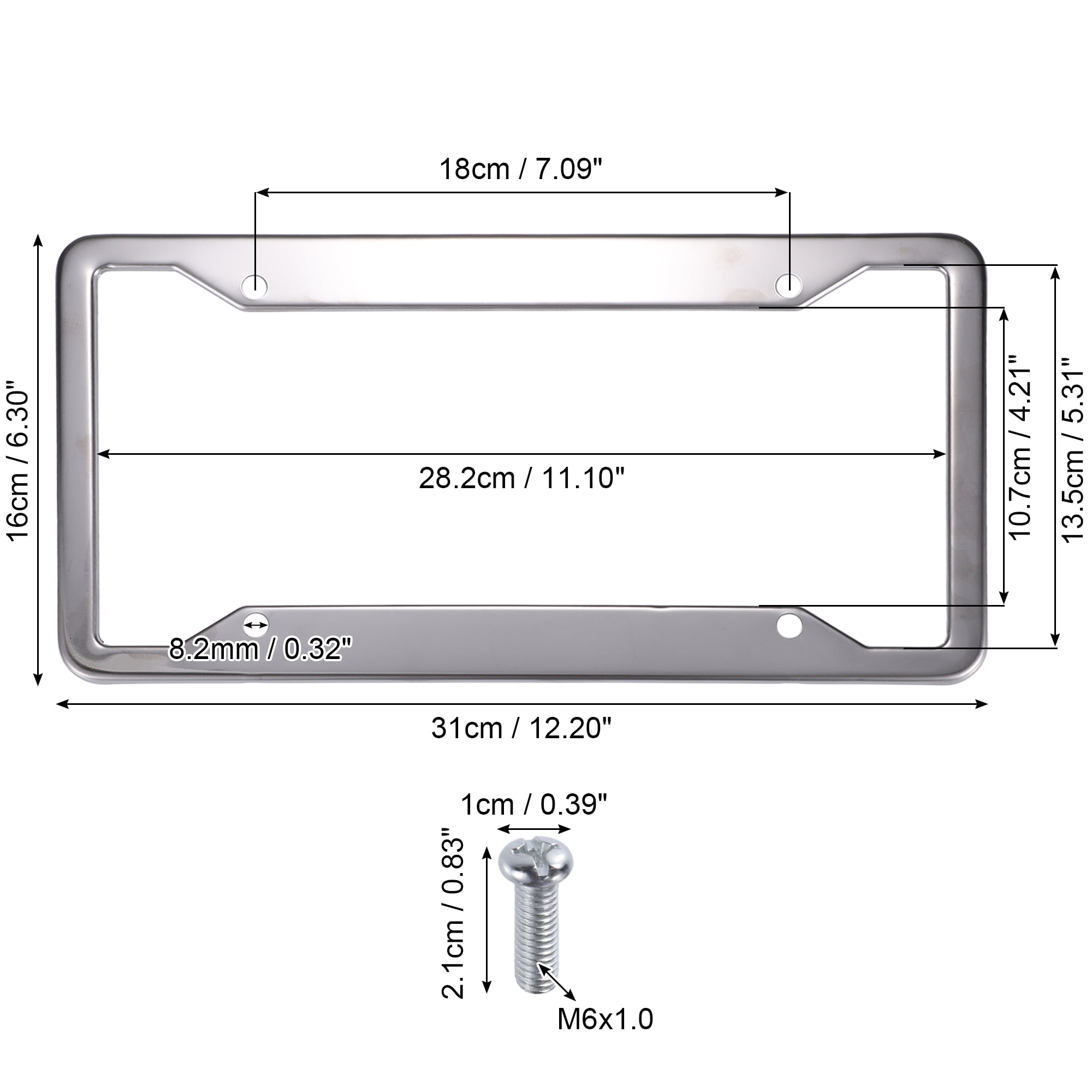 Unique Bargains License Plate Frame Metal Car Tag Cover Rust Proof Holder with Screws