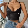 thumbnail image 2 of HXWCHs Women's Fashion Sequin Vest ofp Nightclub Wear Slim Fit Glitter Party Camisole M Black, 2 of 8