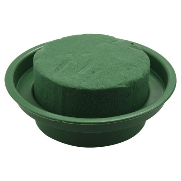 Green Round Wet Floral Foam, Wedding Aisle Flowers, Party Decoration (Flower Foam with Bowl, 24 Pieces)