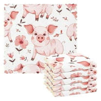 6 Packs Cute Pig with Flower Kitchen Dish Towels Soft Absorbent Dish Cloths 11"x11"