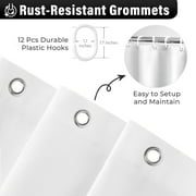 Seasonwood Farmhouse Ruffle Shower Curtain with Buttons and 12 Hooks for Bathroom, White, 72 x 72