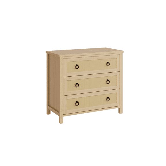 EastVita Natural Rattan 3 Drawer Dresser - Freestanding Storage Cabinet With Anti-Tip Design, Extra Deep Drawers For Bedroom, Nursery, Living Room, Robot Vacuum-Friendly & Child-Safe Furniture