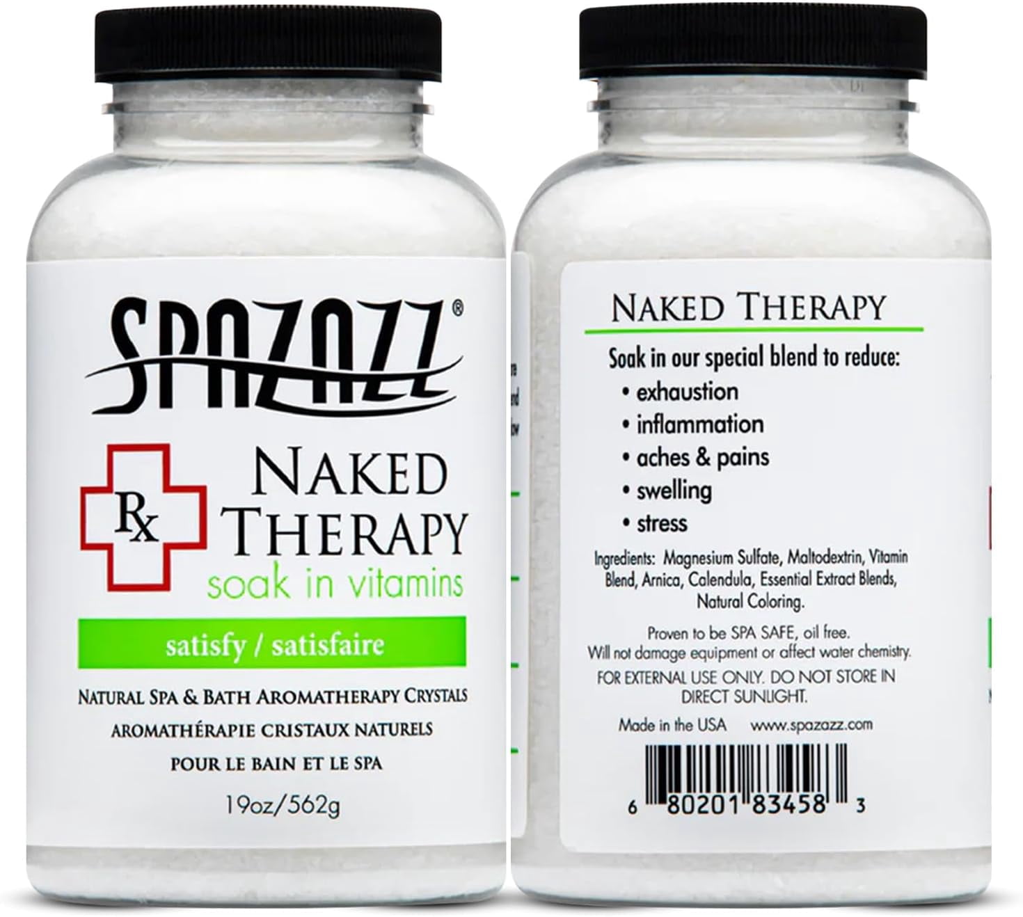 Spazazz Aromatherapy Spa and Bath Crystals - Naked Therapy 19oz (2 Pack)