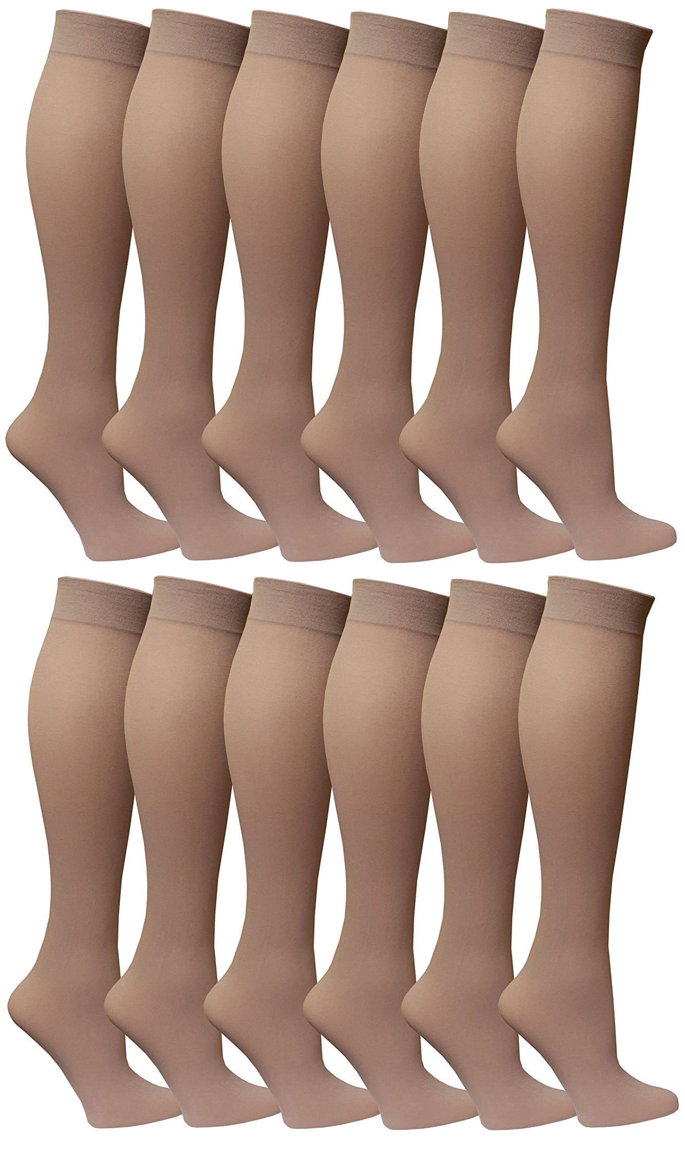 Women’s Trouser Socks, Opaque Stretchy Nylon Knee High, Many Colors, 6