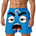 thumbnail image 2 of Mens Casual Shorts Funny Cartoon Face Print Short Pants with Drawstring Comfortable Summer Board Shorts for Men Light Blue XXXXL, 2 of 4