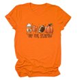 thumbnail image 3 of Camiseta Camisetas gráficas con cuello redondo Top holgado Traje informal de calle para mujer (Naranja L) Kuymtek Naranja T L para Mujer, 3 of 6