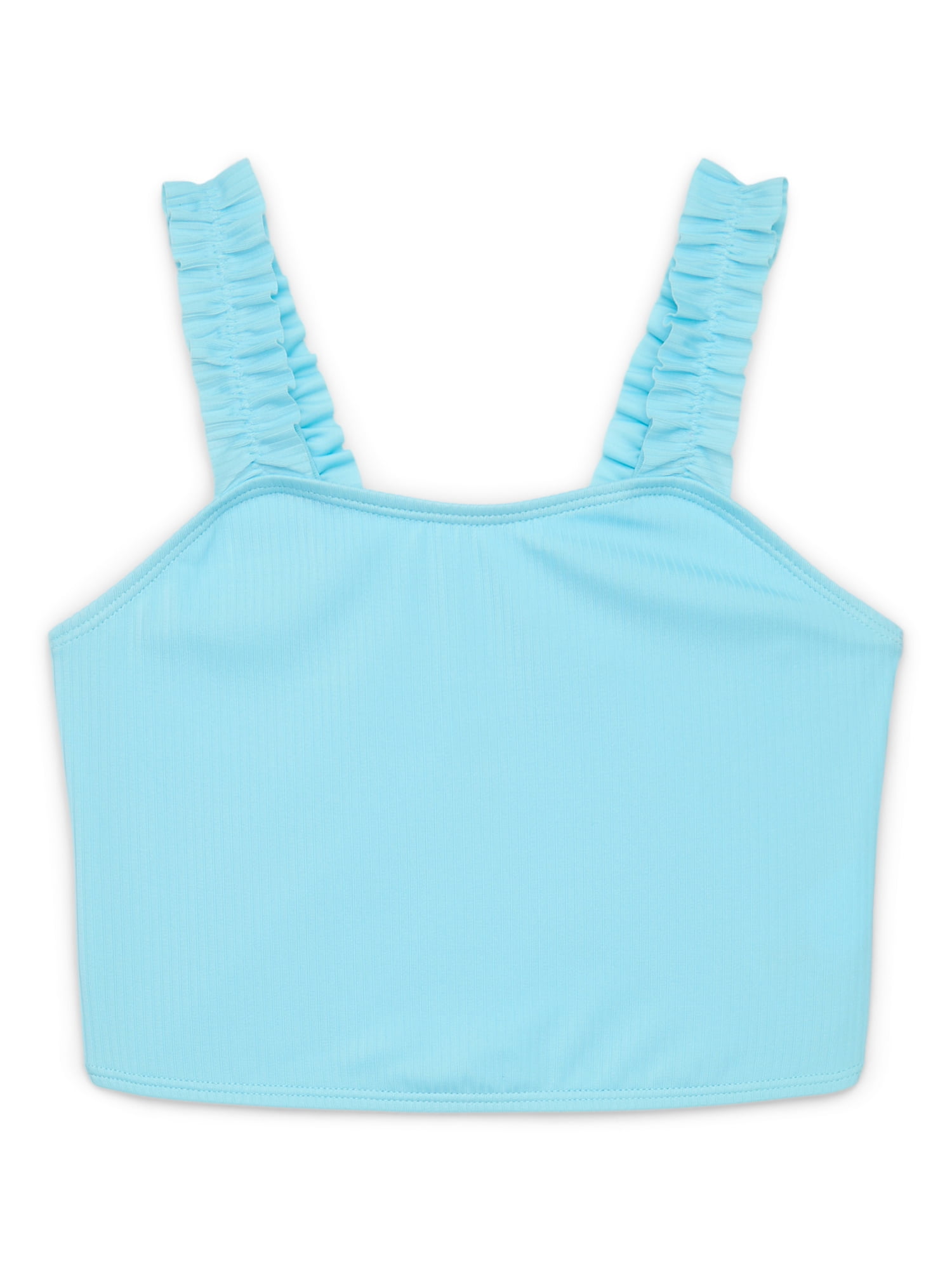 Wonder Nation Girls 2-Piece Ribbed Tankini Swimsuit with UPF50+, Sizes 4-18
